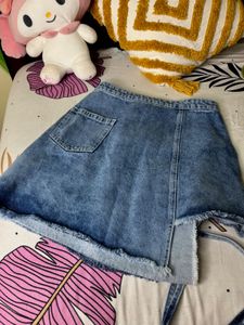 Distressed Denim Mini Skirt