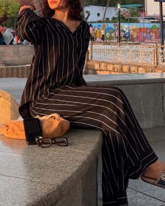 Pinstripe Button-Up Shirt &amp; Pants Set