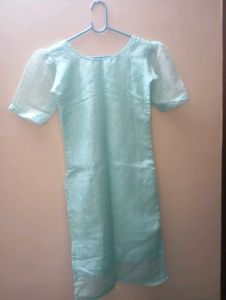 Light Blue Kurta Set with White Pants