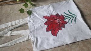 Hand-Painted Floral Tote Bag