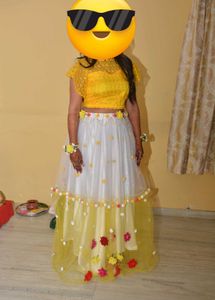 Yellow Haldi Lehenga with White Skirt