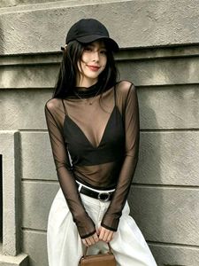 Solid black mesh top