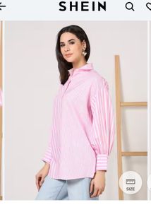 SHEEN Pink Striped Collared Shirt