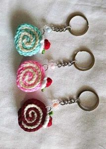 Crochet Cake Roll Keychain