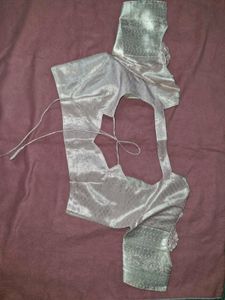 Elegant Silver Brocade Saree with Blouse -new item