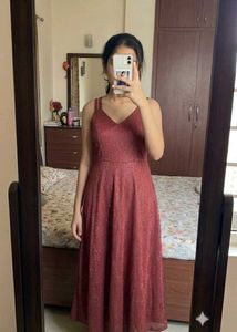 New Unused Sparkling Maroon long gown