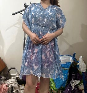 Boho Floral Print beach kaftan Dress