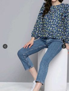 Mast & Harbour Floral Print Ruffle Top