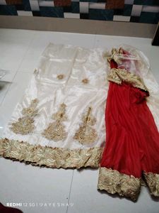 red ♥️ net embroidery saree
