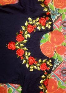 Navy Blue Embroidered Kurti (Unused)