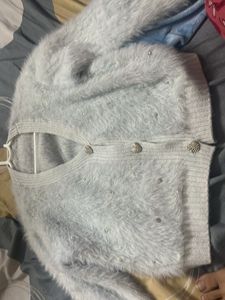 Sparkly Blue Fuzzy Cardigan