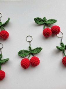 Crochet Cherry Keychain Pair