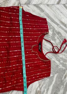 Red Kurta Set with Sequins