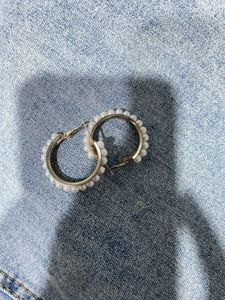 Elegant Gold &amp; Silver Bracelet and white beads ear