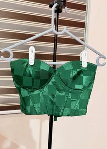 Green Checkered Corset Top