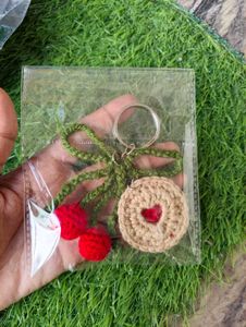 Handmade Crochet Cherry Keychain