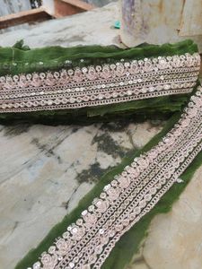 Embroidered Green Lace Border