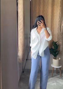 Stylish Blue Wide Leg Trousers