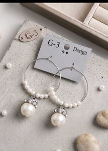 Elegant Pearl & Crystal Hoop Earrings