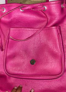 Stylish Pink Faux Leather Backpack