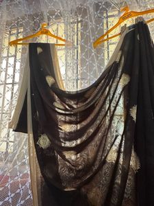 🤎☕️New Coffee Brown✨ Poonam Saree with Golden Mot