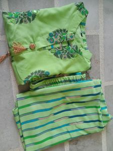 Green Printed Kurta Pant Set