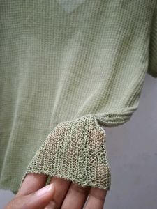 Olive Mesh boxy top