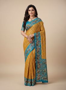 Blue Yellow Saree