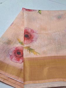 Elegant Floral Print Saree with jari border
