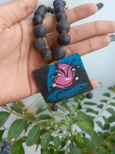 Handmade painted clay statement Necklace