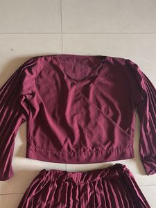 Maroon Pleated Co-ord Set