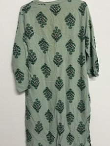 Light Green Printed Cotton Kurta