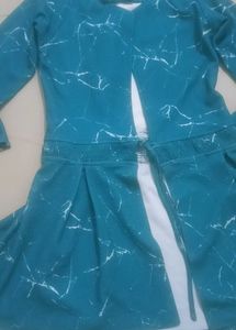 Teal Marble Print Midi Dress