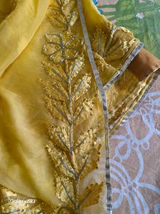 Pastel Yellow Gotta Patti Work Heavy Saree ❤️
