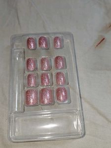 Pink Glitter Press-On Nails