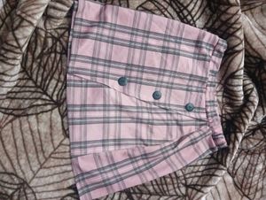 Pink Plaid Mini Skirt