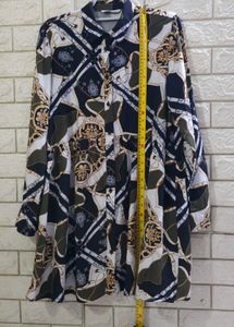 Stradivarius Baroque Chain-Print Shirt Dress
