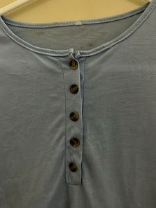 Light Blue Long Sleeve Top with Lace