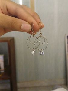 Silver Tone Circle Drop Earrings