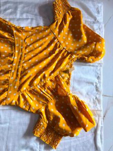 Chic Yellow Puff Sleeve Mini Dress