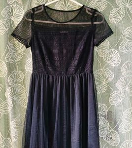 korean Elegant Black Tulle Dress