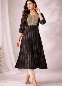 Elegant Black Kurta with Gold Embroidery