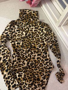 Leopard Print Turtleneck Bodysuit