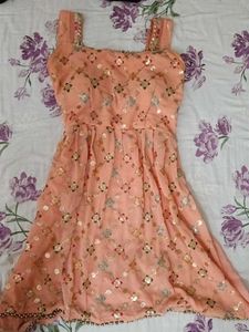 Peach Embroidered Y2k Kurti