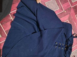 Navy Blue Lace-Up Top