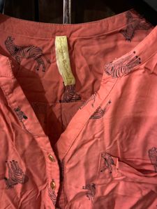Coral Printed Shirt Top