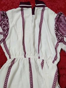 White &amp; Purple Embroidered Ethnic Gown