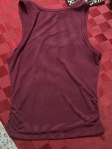 Comfortable Burgundy Ribbed Tank Top