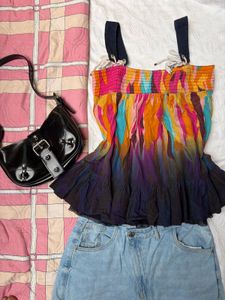 Boho Smocked Tie-Dye Tank Top