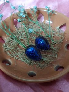 Sparkly Blue Teardrop Earrings